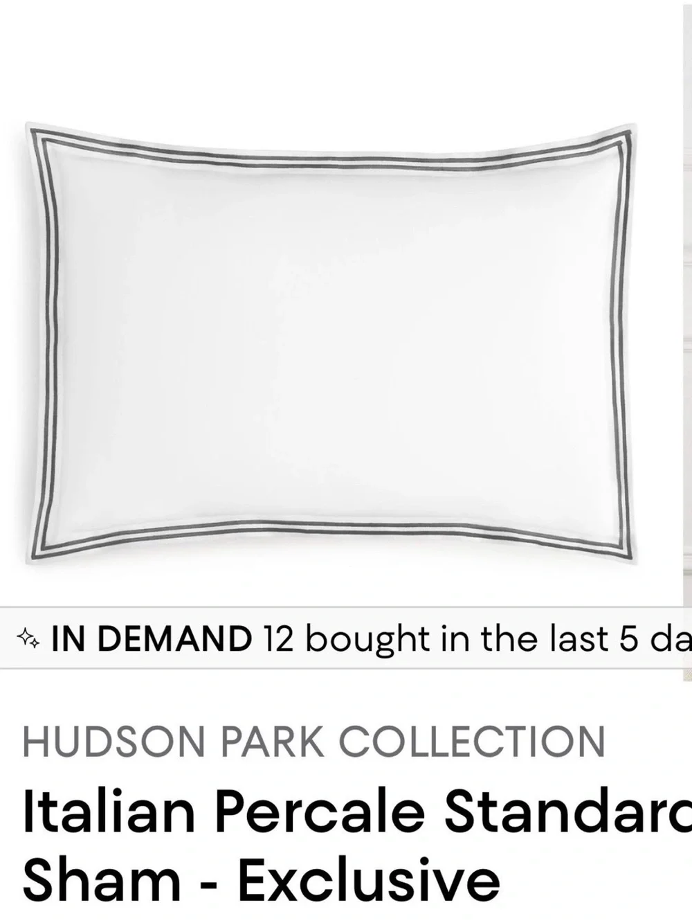 Hudson Park Collection White and Gray Italian Percale Queen Duvet & Shams